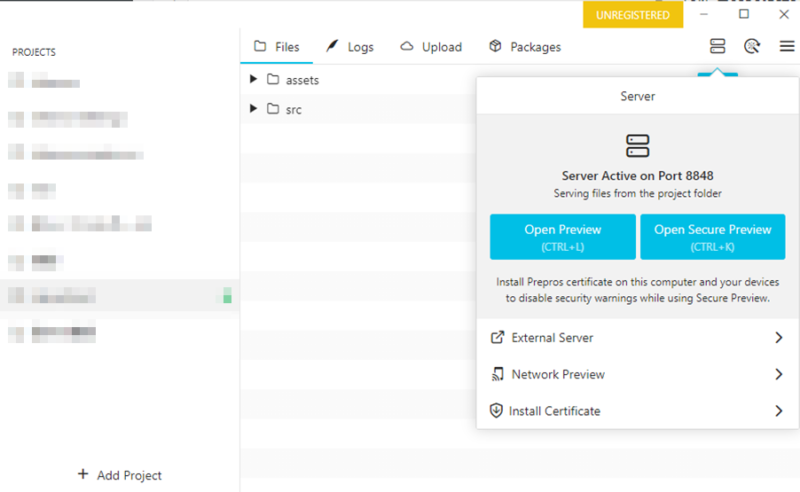 Preprosプレビュー方法